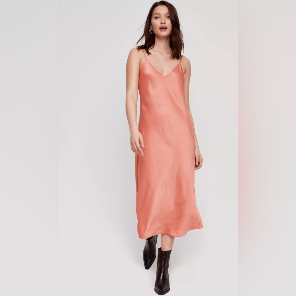 NWT Wilfred Mille Tanny Orange Silk Dress